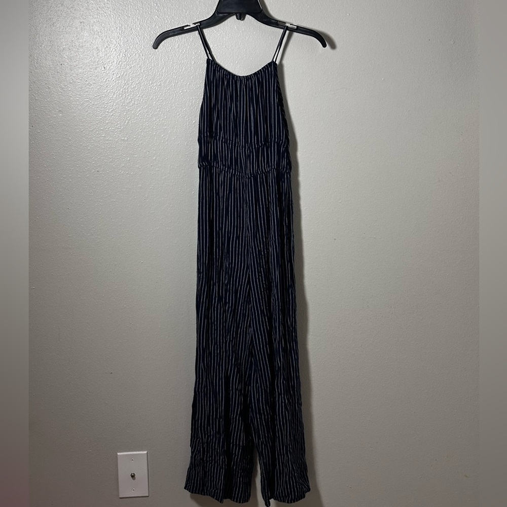 H&M Kids Girl Navy Blue Striped Jumpsuit Romper Party size 14